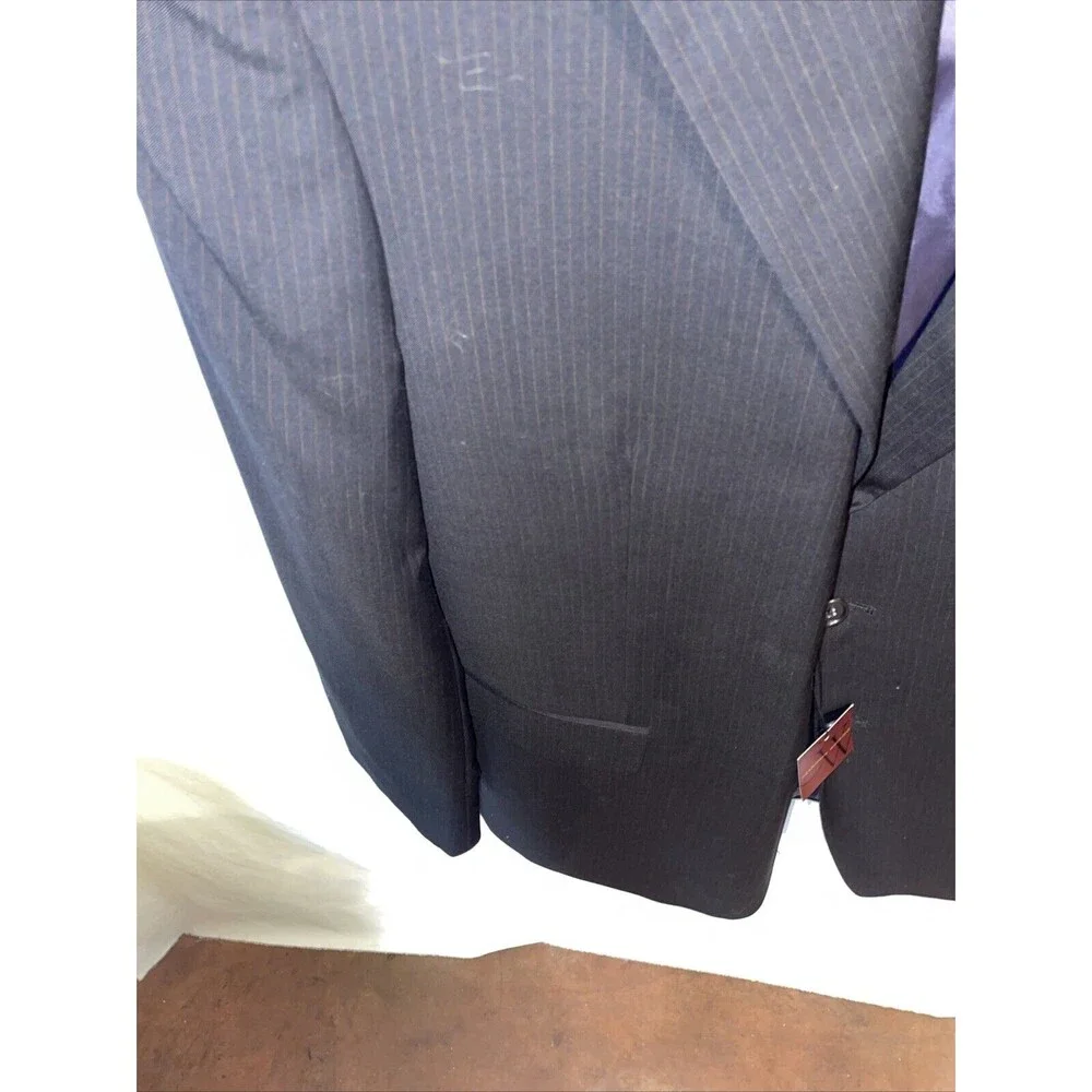 Albert Nippon Men’s Dress Blazer Size 46R Black Pinstripe Wool/Cashmere Blend